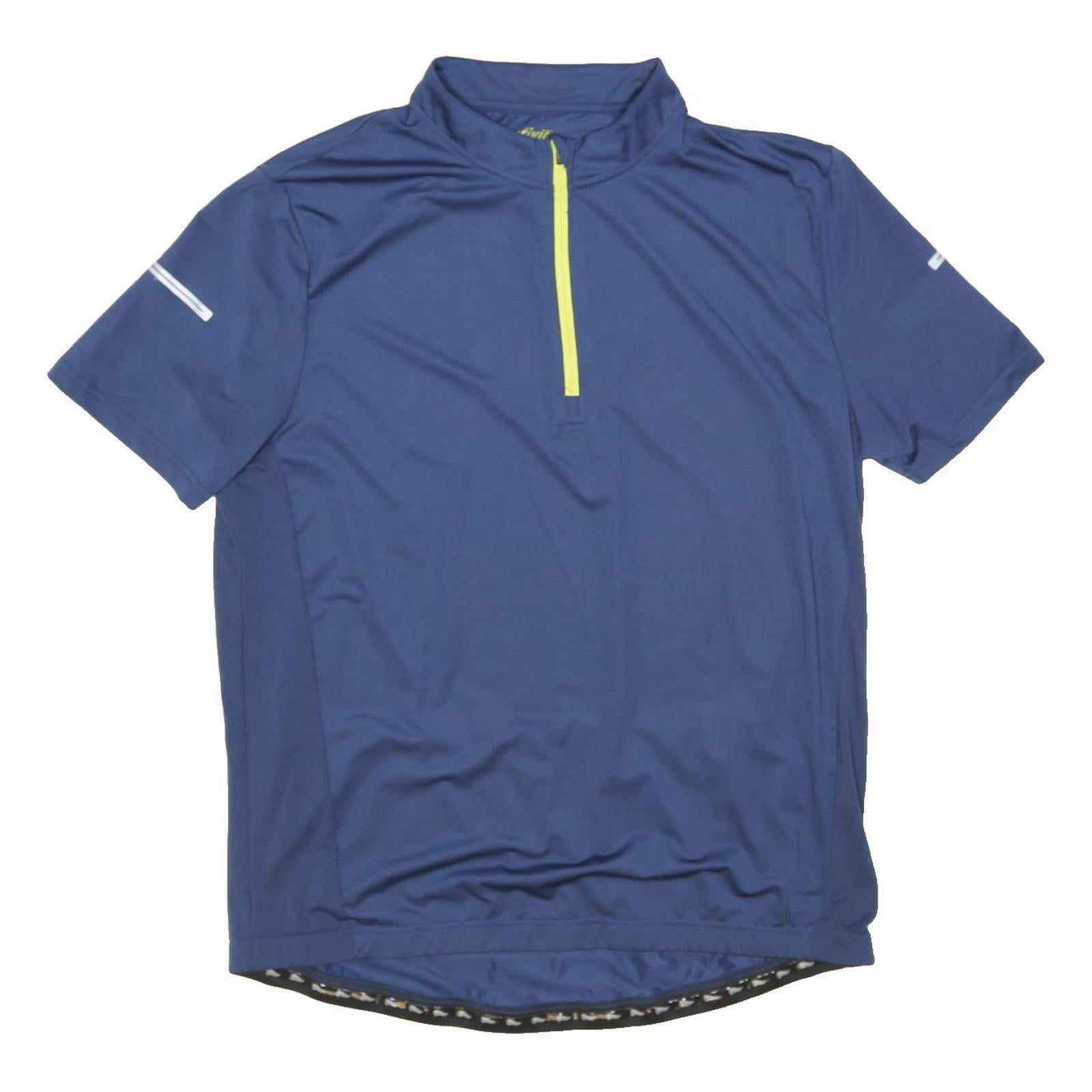 CRIVIT Mens Blue Athletic T-Shirt XL Short Sleeve Half Zip Reflective Sports