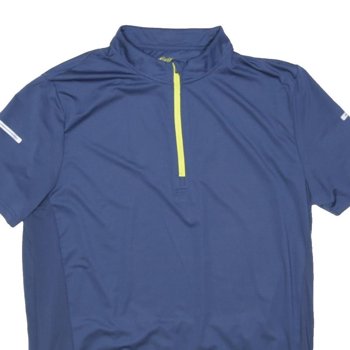 CRIVIT Mens Blue Athletic T-Shirt XL Short Sleeve Half Zip Reflective Sports