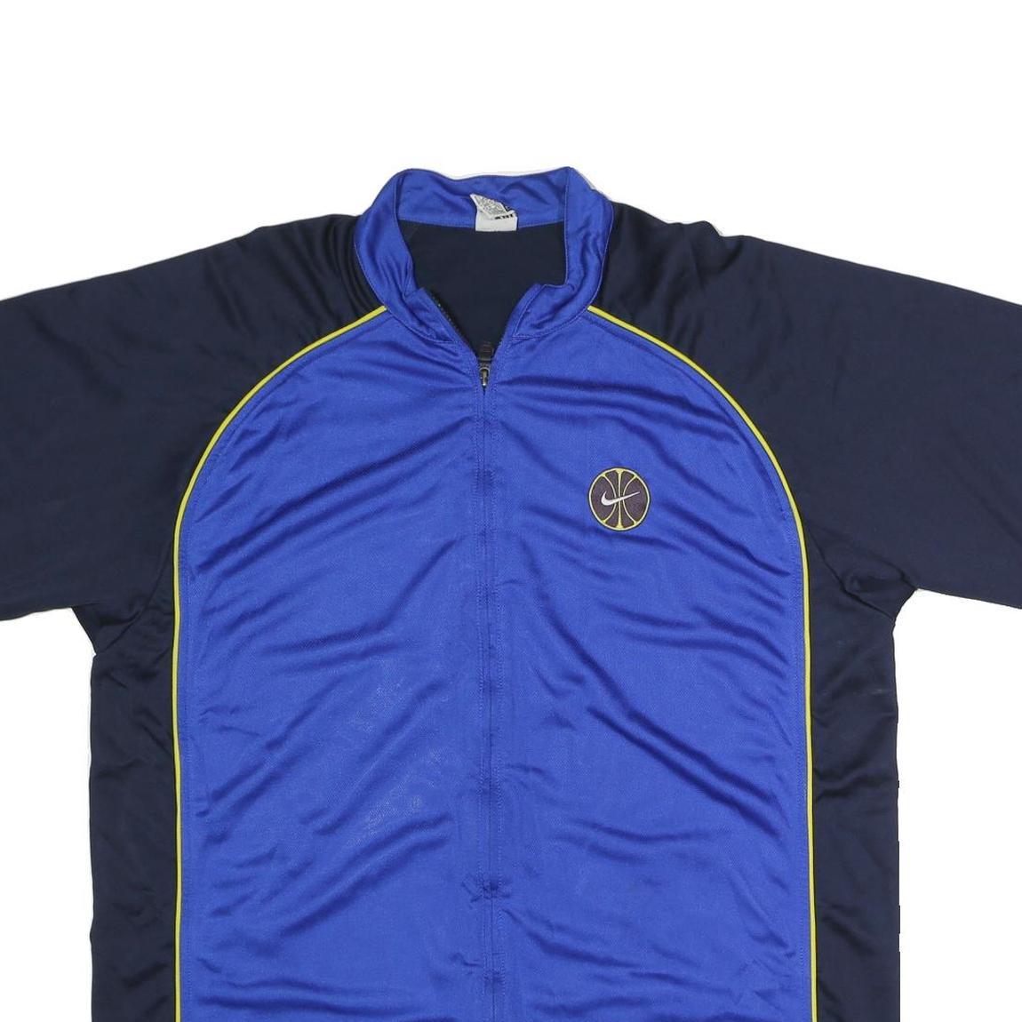 NIKE Mens Blue & Navy Zip Front Sports Jacket XL Polyester Blend Short Sleeve