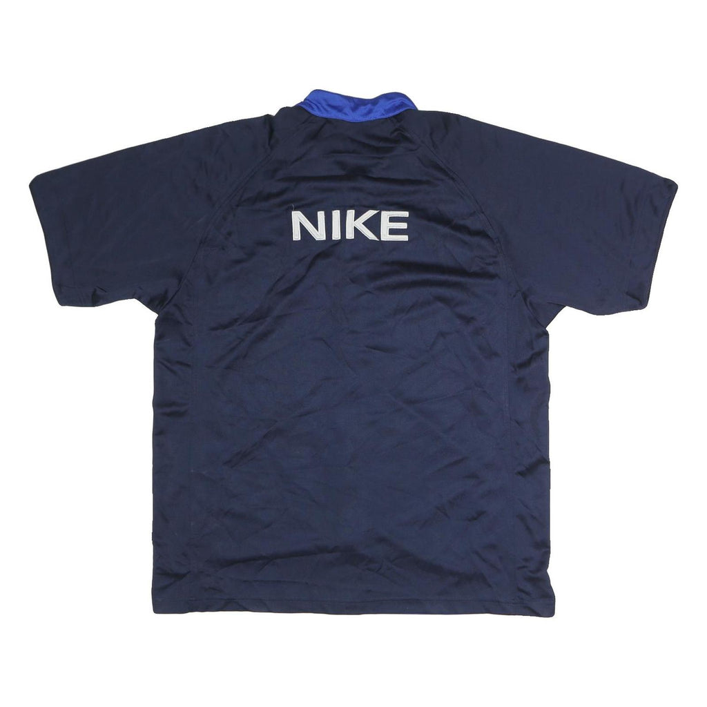 NIKE Mens Blue & Navy Zip Front Sports Jacket XL Polyester Blend Short Sleeve