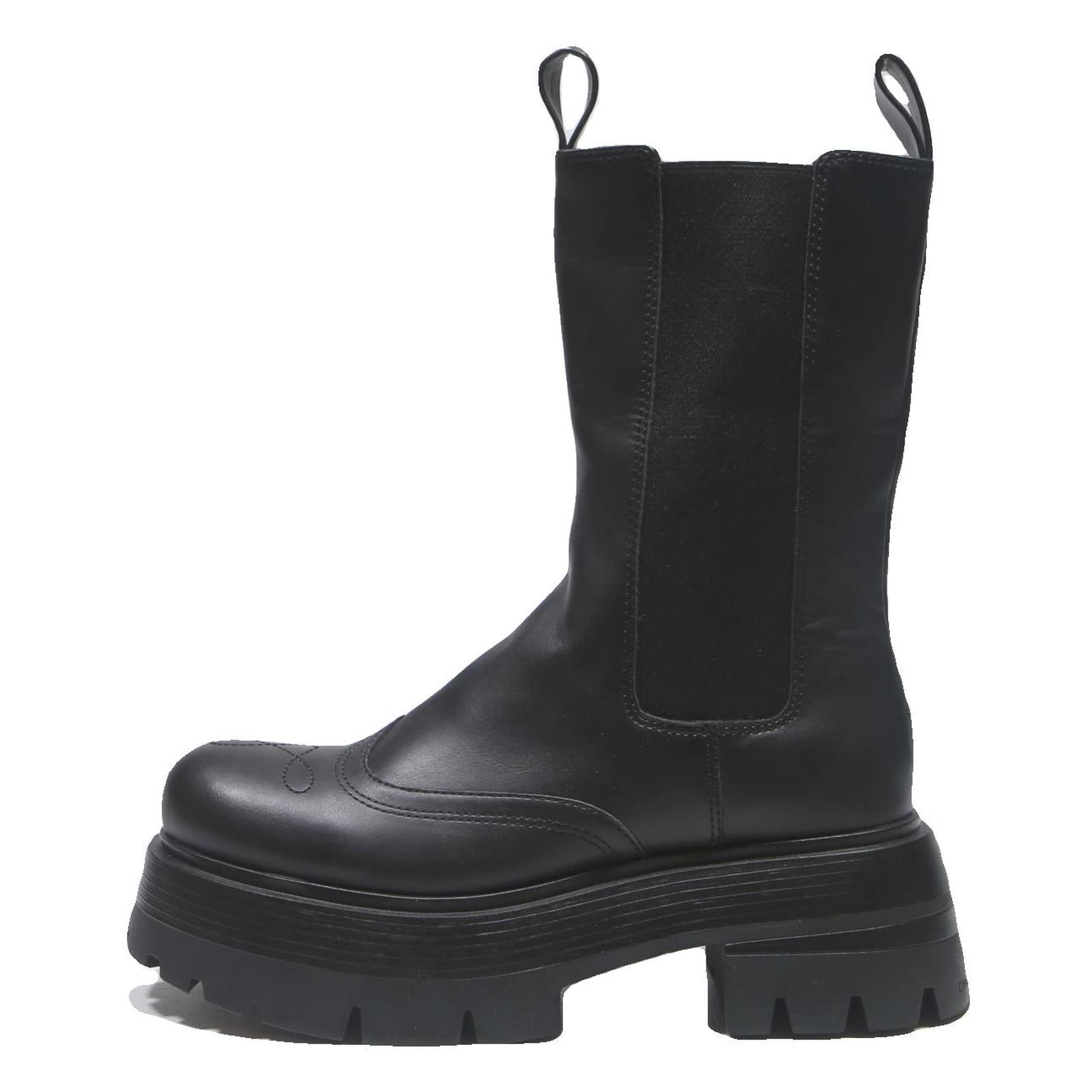CHARLES & KEITH Womens Black Chelsea Boots Synthetic UK 6 Platform Lug Sole