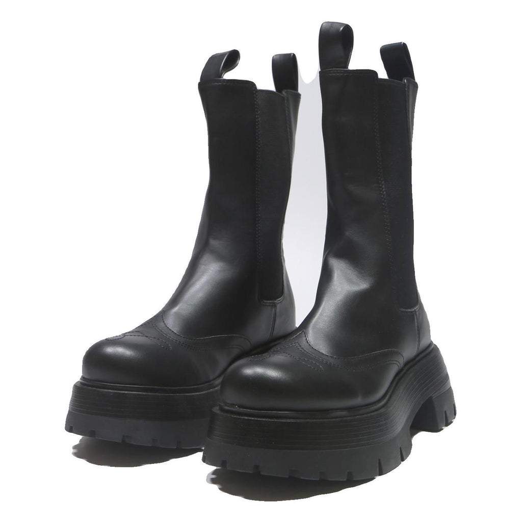 CHARLES & KEITH Womens Black Chelsea Boots Synthetic UK 6 Platform Lug Sole