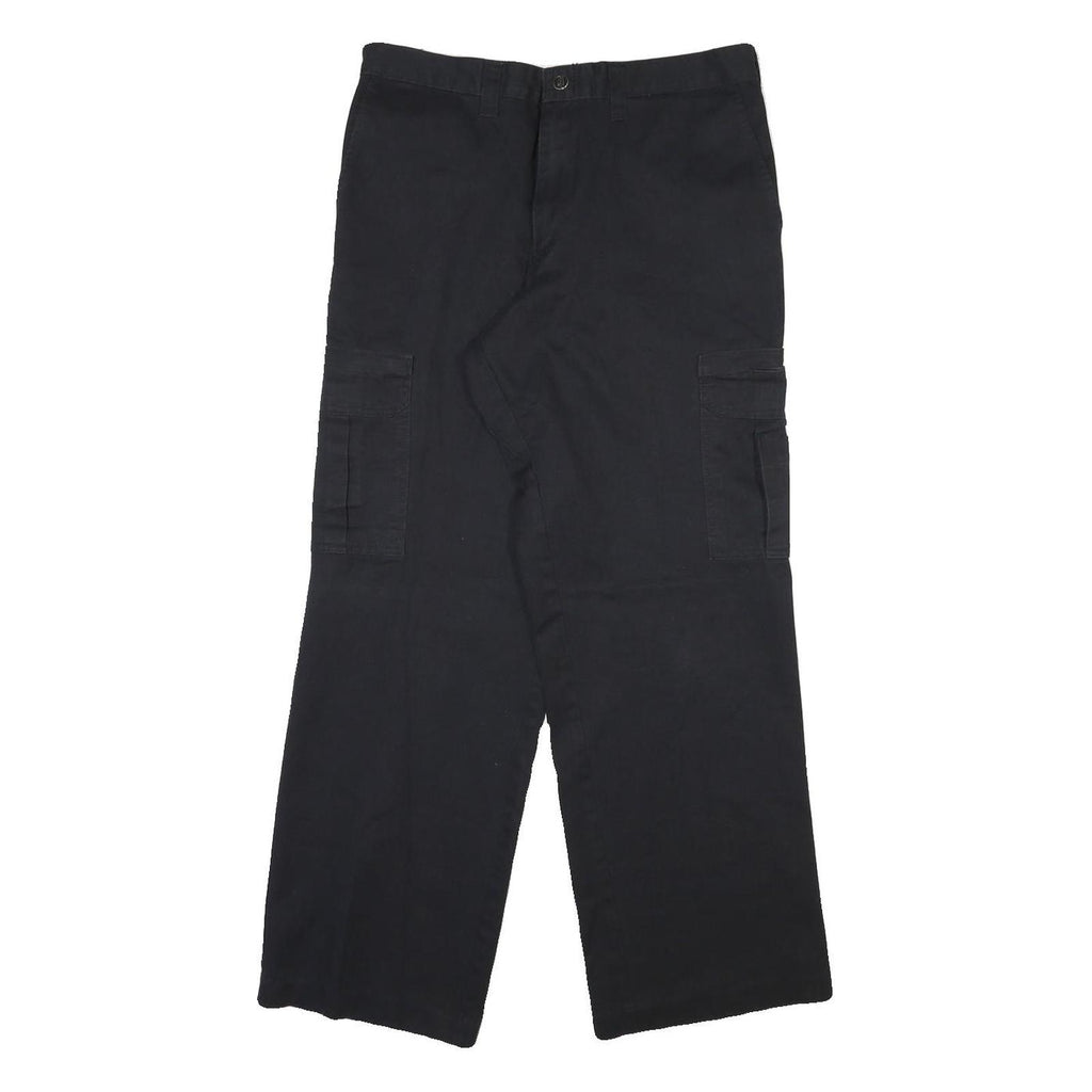 DICKIES Mens Cotton Blend Black Regular Straight Trousers W34 L31 Cargo Workwear
