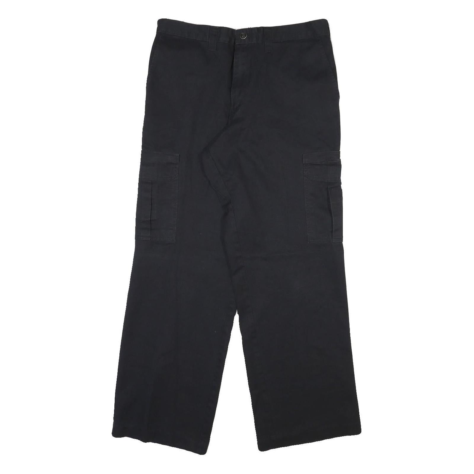 DICKIES Mens Cotton Blend Black Regular Straight Trousers W34 L31 Cargo Workwear
