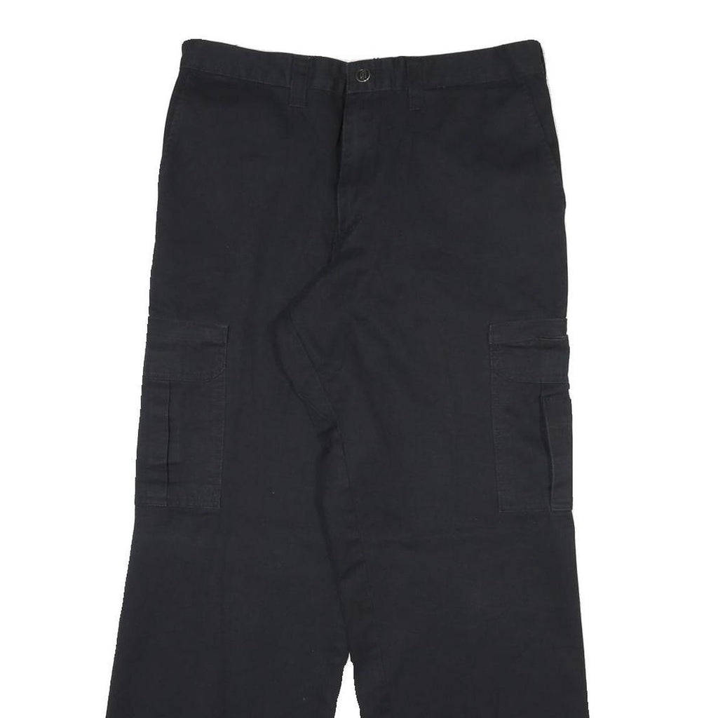 DICKIES Mens Cotton Blend Black Regular Straight Trousers W34 L31 Cargo Workwear