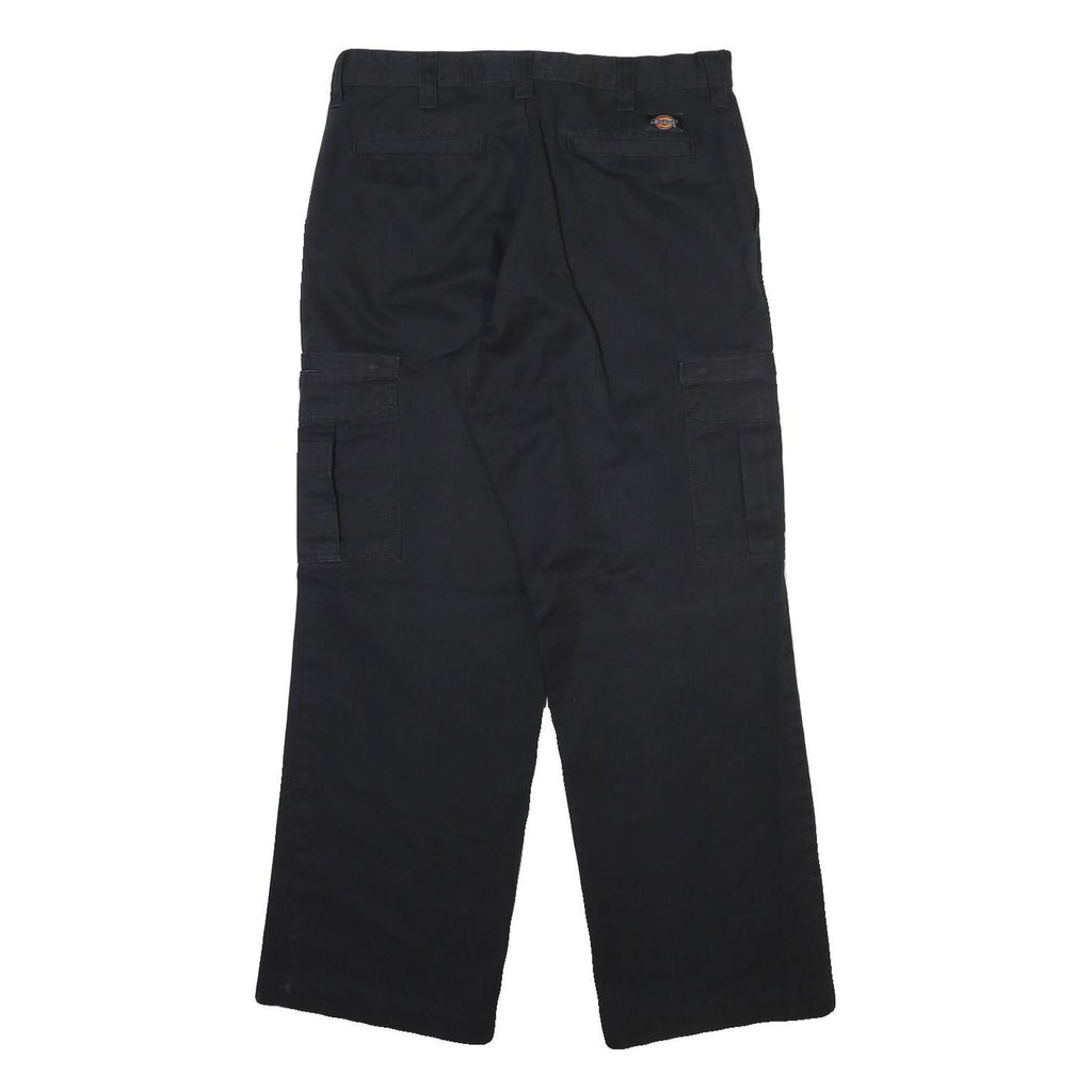 DICKIES Mens Cotton Blend Black Regular Straight Trousers W34 L31 Cargo Workwear