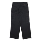 DICKIES Mens Cotton Blend Black Regular Straight Trousers W34 L31 Cargo Workwear