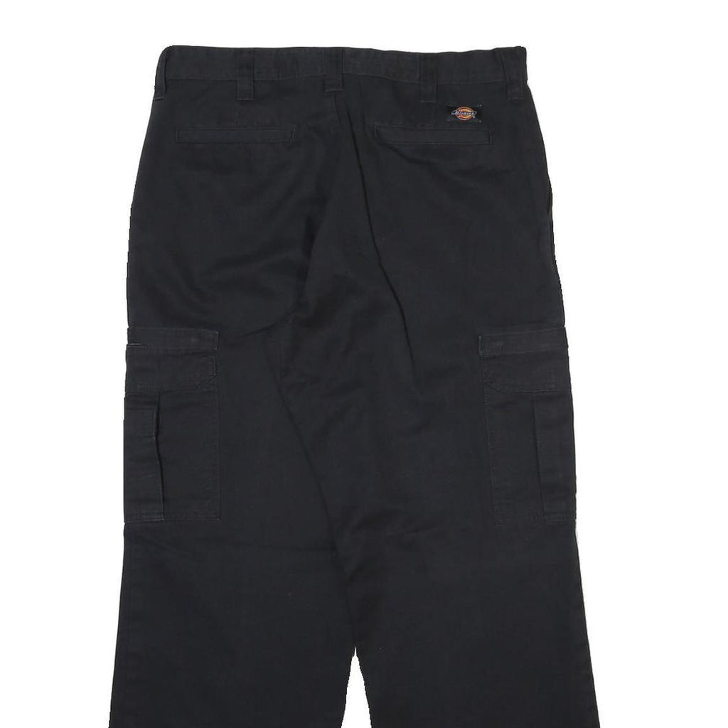 DICKIES Mens Cotton Blend Black Regular Straight Trousers W34 L31 Cargo Workwear
