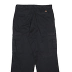 DICKIES Mens Cotton Blend Black Regular Straight Trousers W34 L31 Cargo Workwear