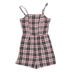 TALLY WEIJL Womens Pink & Black Check Playsuit XS Cotton Blend Sleeveless Button