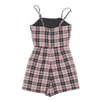 TALLY WEIJL Womens Pink & Black Check Playsuit XS Cotton Blend Sleeveless Button