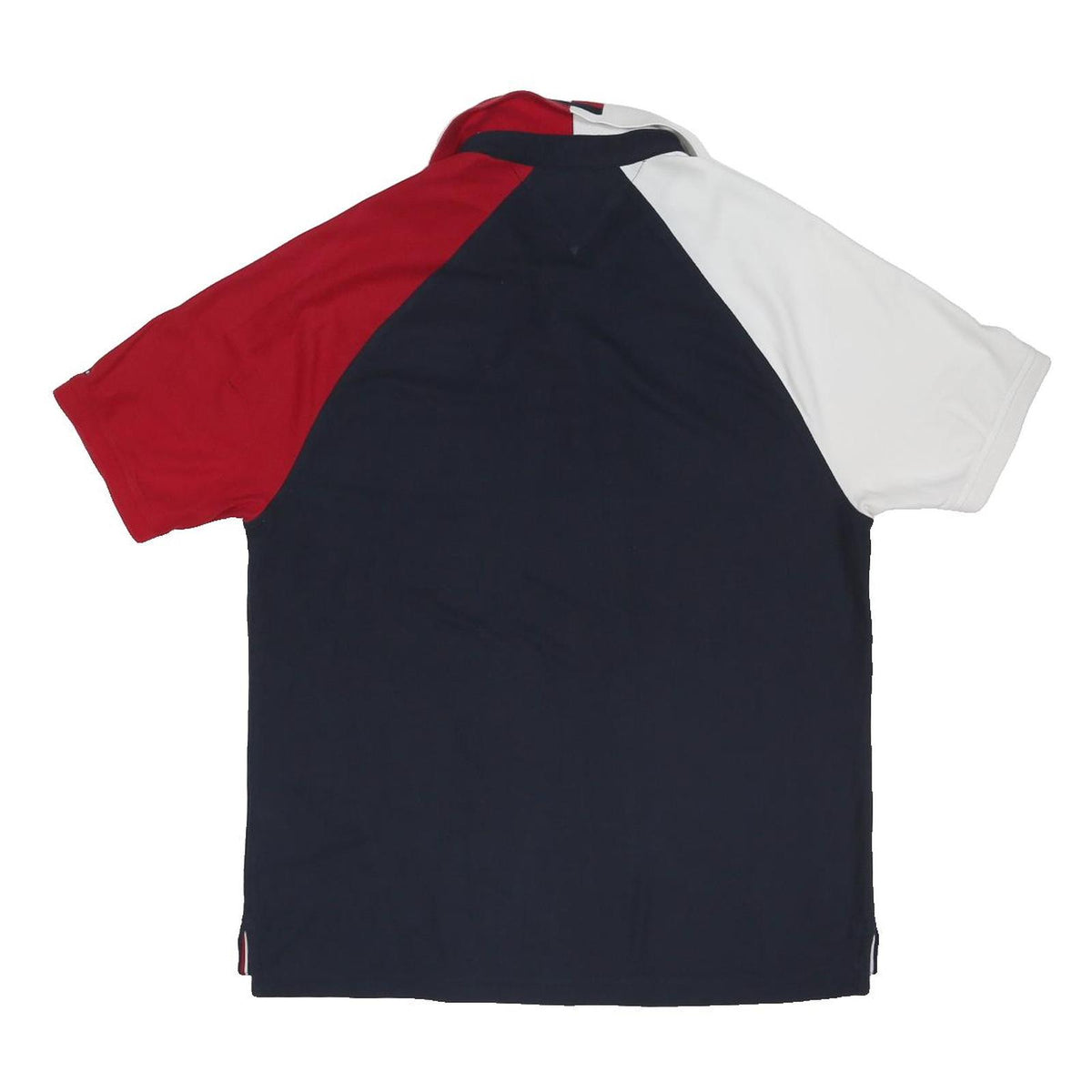 TOMMY HILFIGER Mens Navy Red & White Cotton Blend Polo Shirt L Embroidered Logo