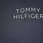 TOMMY HILFIGER Mens Navy Red & White Cotton Blend Polo Shirt L Embroidered Logo