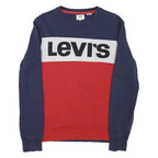 LEVI'S Mens Navy & Red Sweatshirt Crew Neck S Cotton Blend Logo