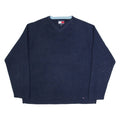 TOMMY HILFIGER Mens Jumper Blue V-Neck Tight Knit 2XL