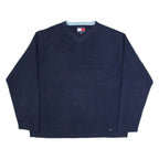 TOMMY HILFIGER Mens Jumper Blue V-Neck Tight Knit 2XL
