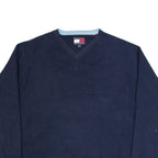 TOMMY HILFIGER Mens Jumper Blue V-Neck Tight Knit 2XL