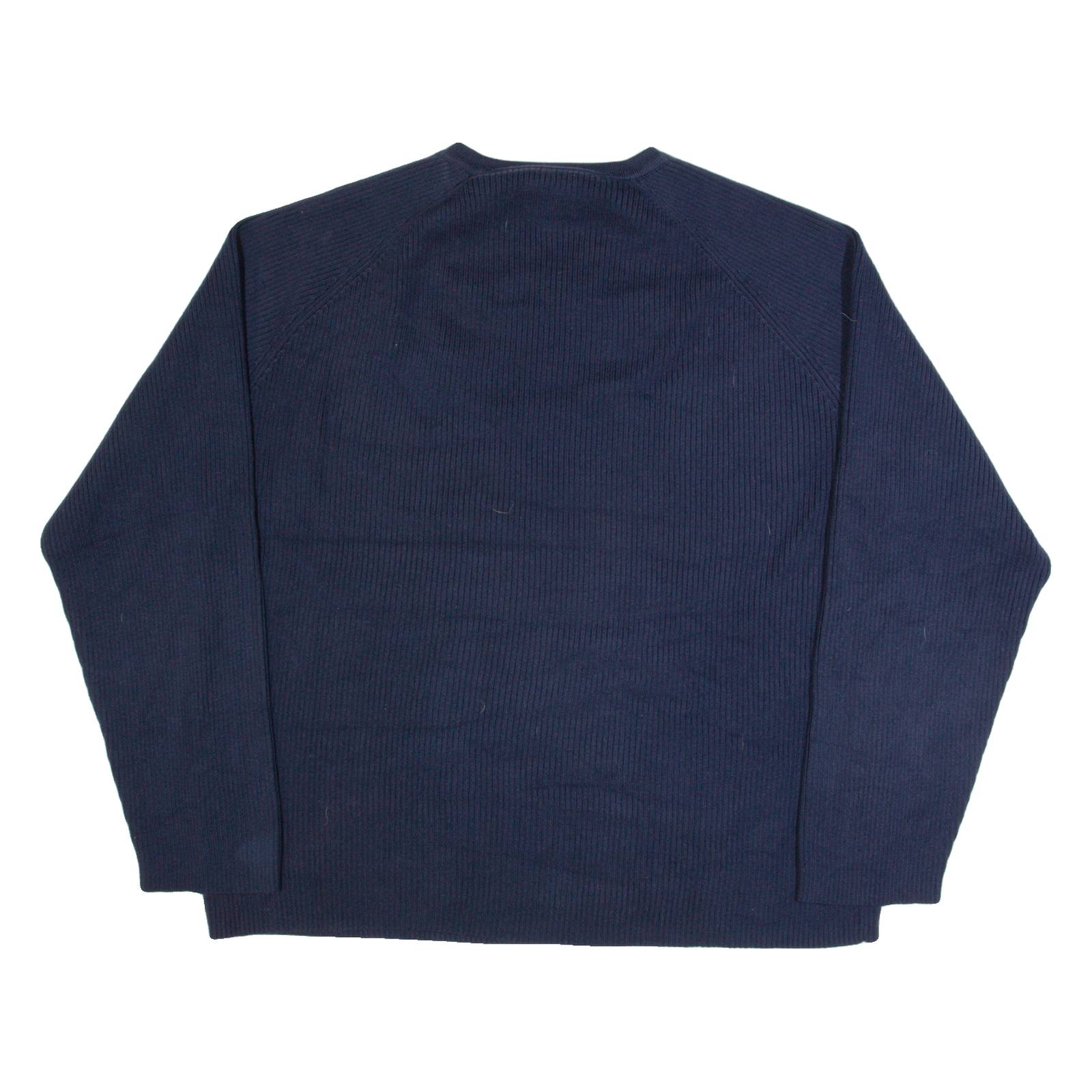 TOMMY HILFIGER Mens Jumper Blue V-Neck Tight Knit 2XL