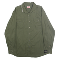 WRANGLER Mens Green Cotton Blend Casual Shirt L Button Pocket Long Sleeve