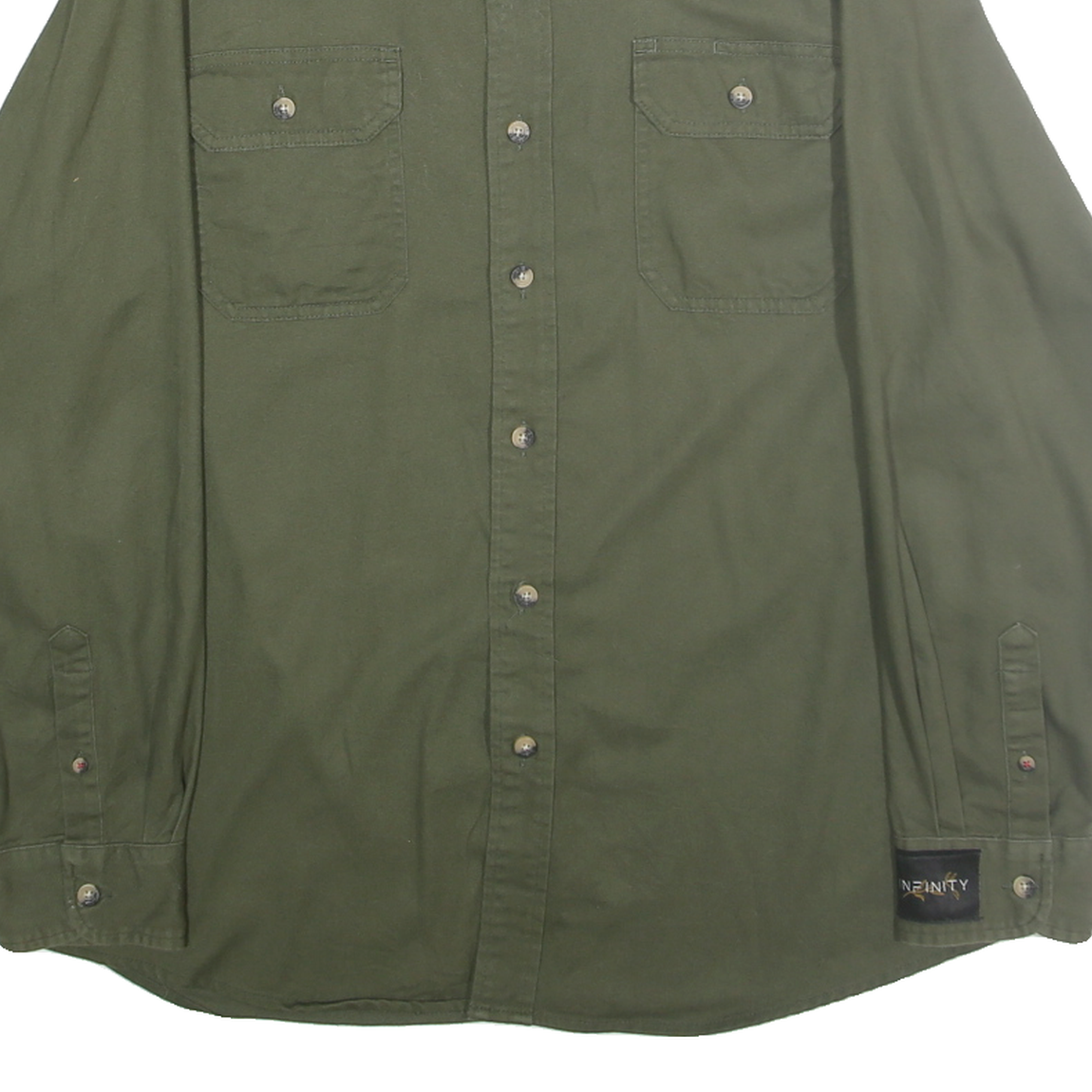 WRANGLER Mens Green Cotton Blend Casual Shirt L Button Pocket Long Sleeve