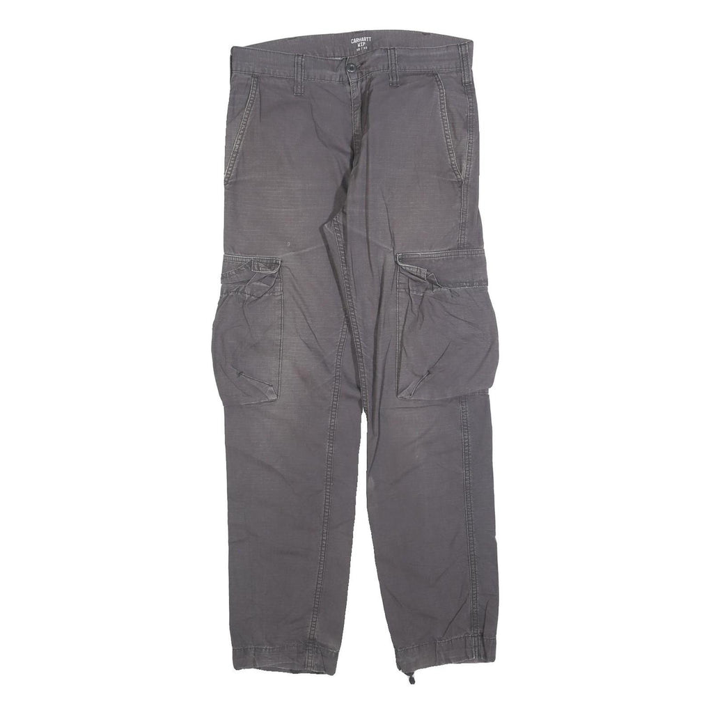 CARHARTT Mens Cotton Blend Grey Relaxed Cargo Trousers W30 L32 Utility Workwear