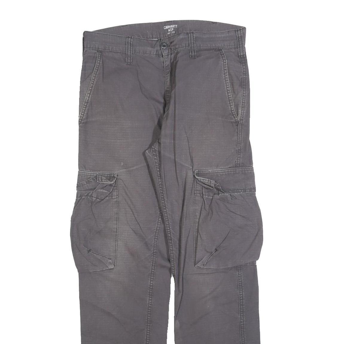 CARHARTT Mens Cotton Blend Grey Relaxed Cargo Trousers W30 L32 Utility Workwear