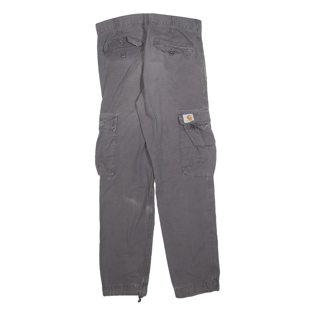 CARHARTT Mens Cotton Blend Grey Relaxed Cargo Trousers W30 L32 Utility Workwear