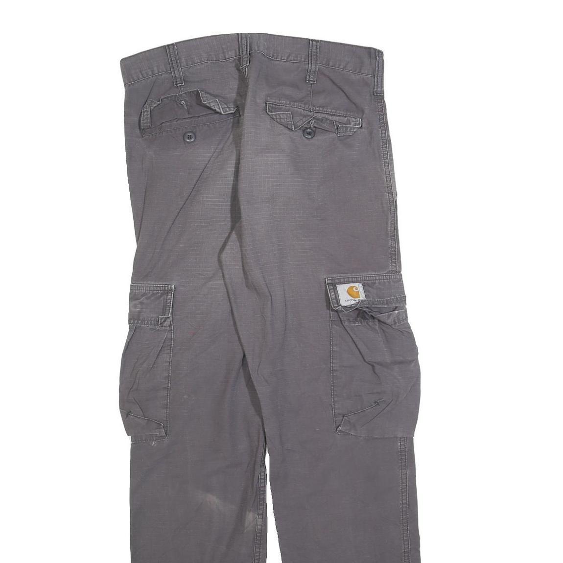 CARHARTT Mens Cotton Blend Grey Relaxed Cargo Trousers W30 L32 Utility Workwear