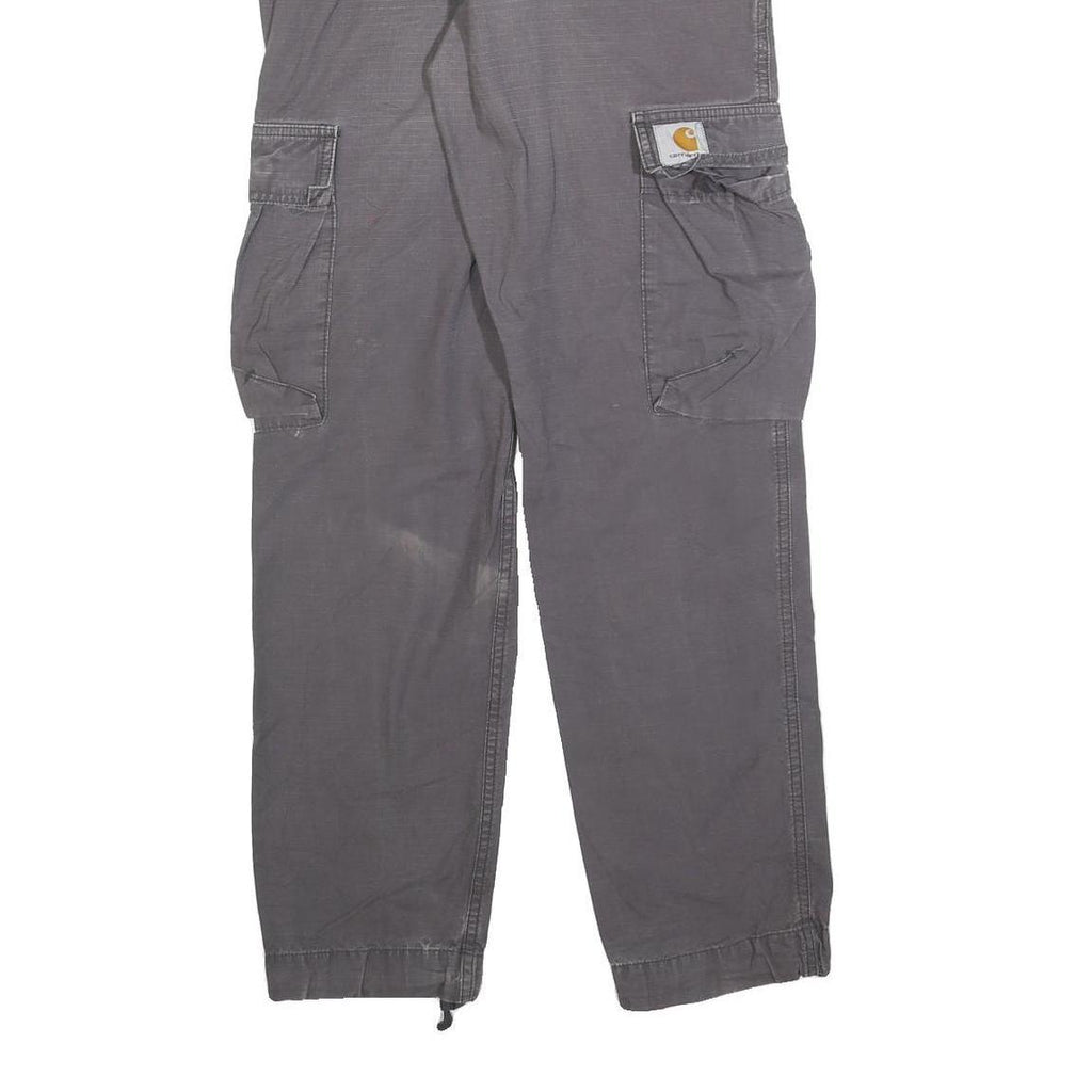 CARHARTT Mens Cotton Blend Grey Relaxed Cargo Trousers W30 L32 Utility Workwear