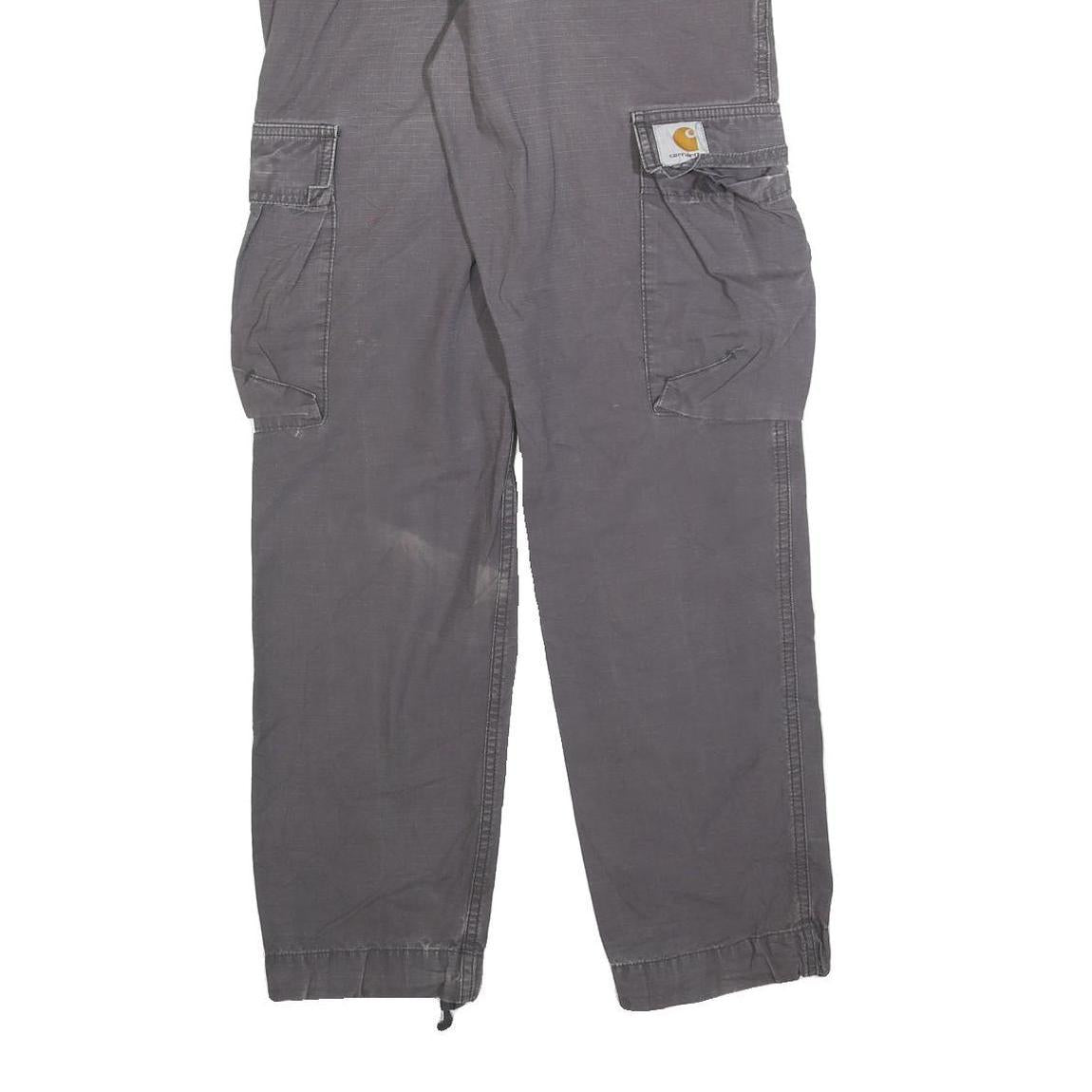 CARHARTT Mens Cotton Blend Grey Relaxed Cargo Trousers W30 L32 Utility Workwear
