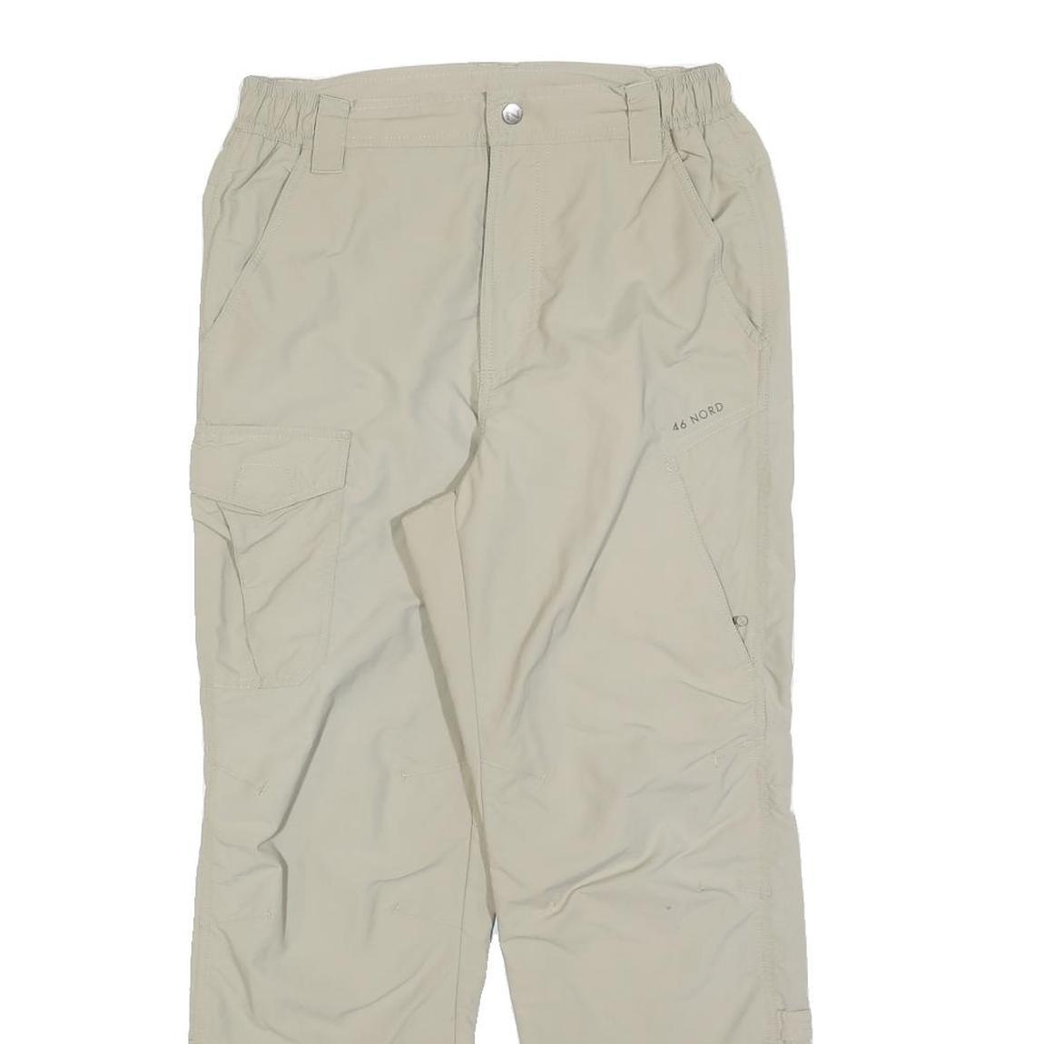 46 NORD Womens Polyester Blend Beige Regular Straight Trousers W28 L26 Cargo Zip