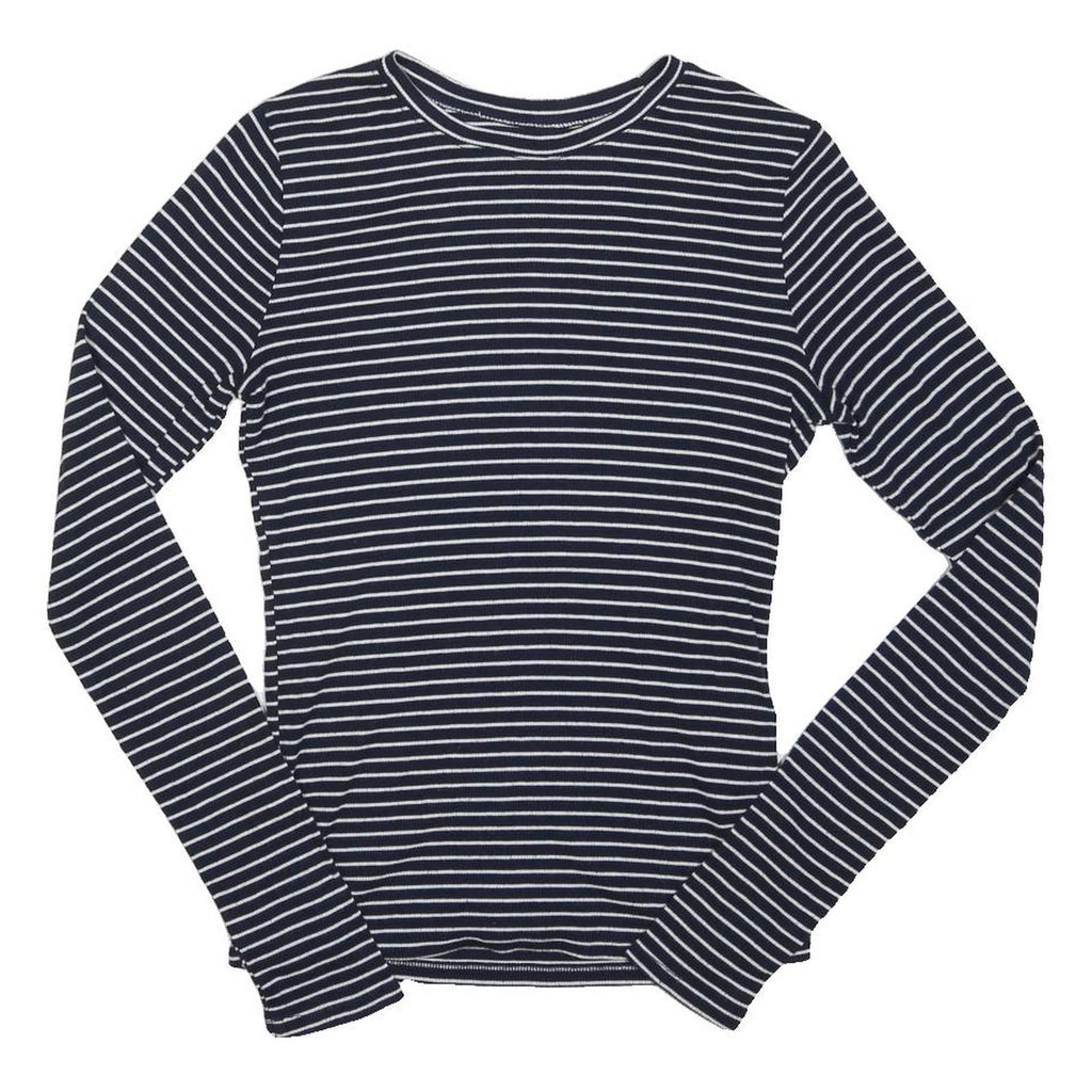 HOLLISTER Womens Blue & White Striped Basic Long Sleeve Crew Neck Top S