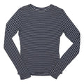 HOLLISTER Womens Blue & White Striped Basic Long Sleeve Crew Neck Top S