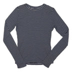 HOLLISTER Womens Blue & White Striped Basic Long Sleeve Crew Neck Top S