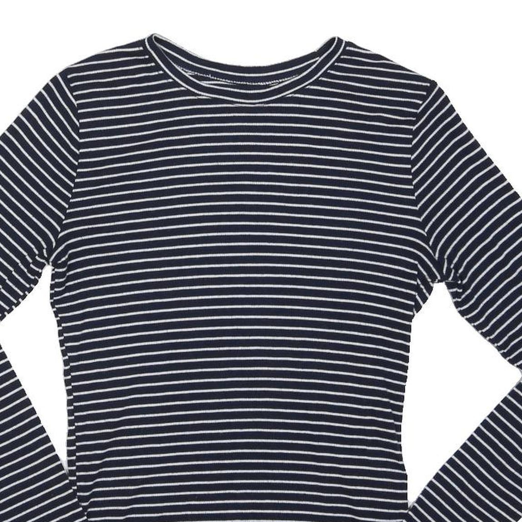 HOLLISTER Womens Blue & White Striped Basic Long Sleeve Crew Neck Top S