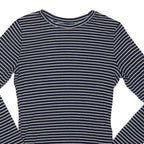 HOLLISTER Womens Blue & White Striped Basic Long Sleeve Crew Neck Top S