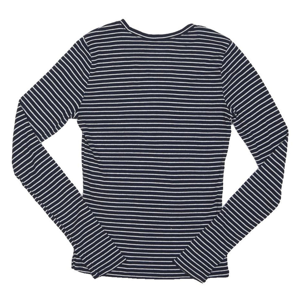 HOLLISTER Womens Blue & White Striped Basic Long Sleeve Crew Neck Top S