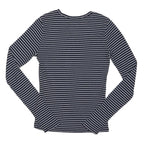 HOLLISTER Womens Blue & White Striped Basic Long Sleeve Crew Neck Top S