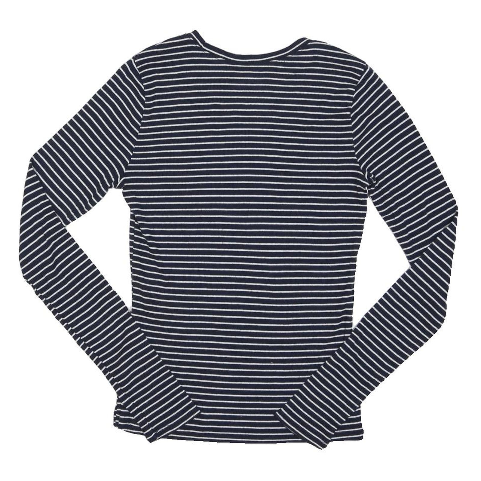 HOLLISTER Womens Blue & White Striped Basic Long Sleeve Crew Neck Top S