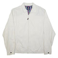 CHAPS Mens White Cotton Zip Jacket L Woven Plain Lightweight Casual