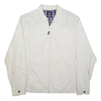 CHAPS Mens White Cotton Zip Jacket L Woven Plain Lightweight Casual