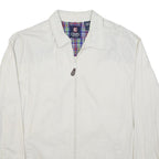 CHAPS Mens White Cotton Zip Jacket L Woven Plain Lightweight Casual