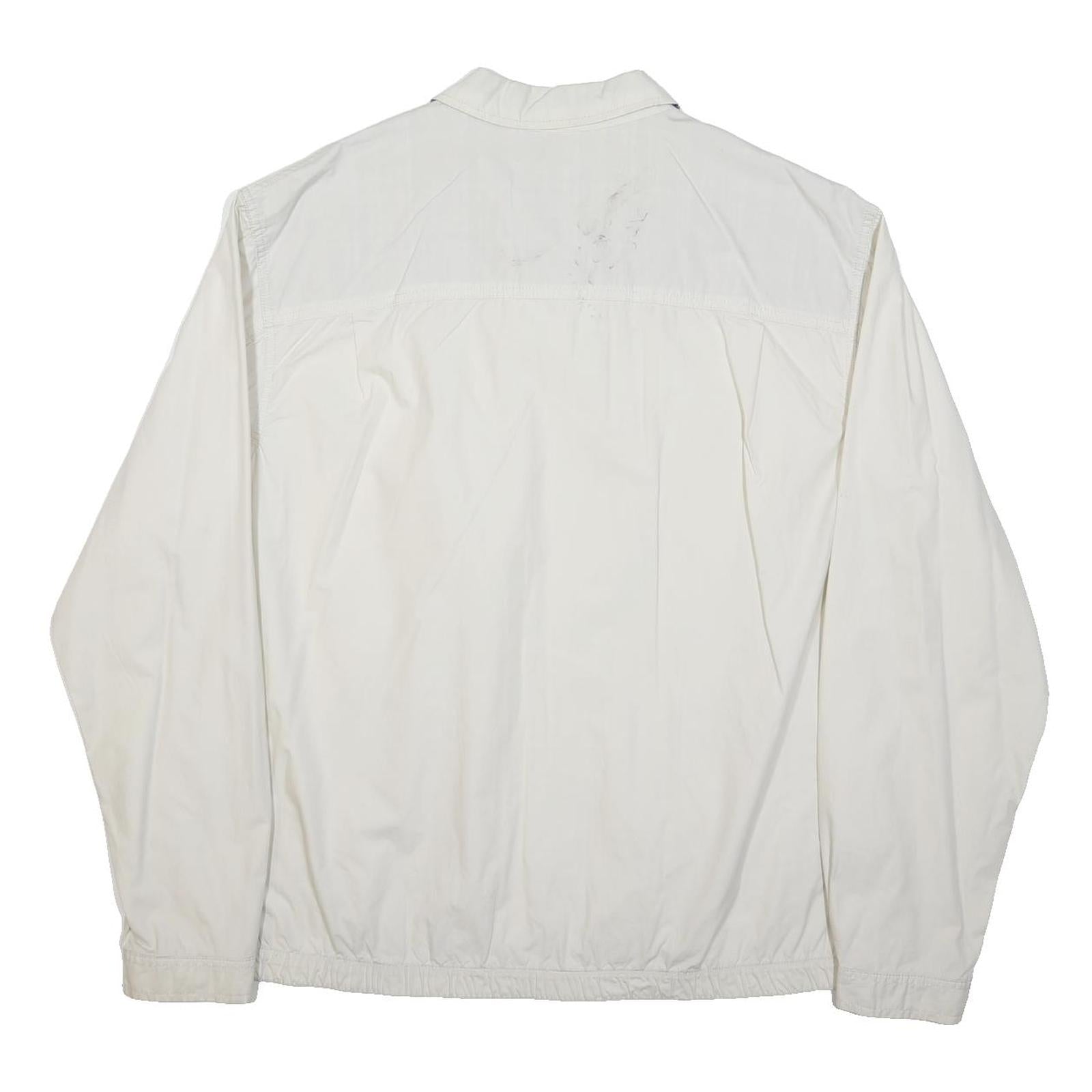 CHAPS Mens White Cotton Zip Jacket L Woven Plain Lightweight Casual
