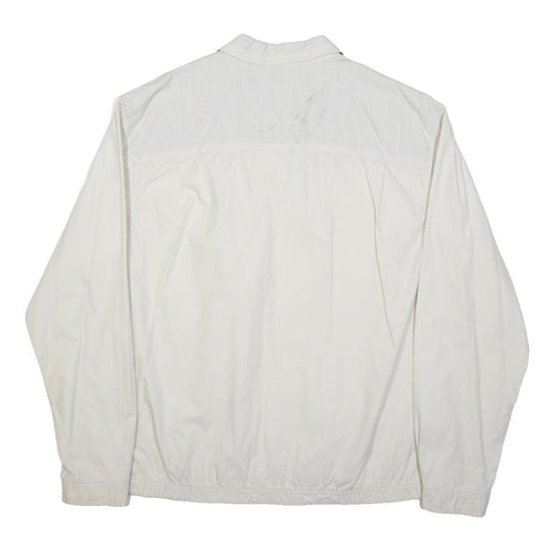 CHAPS Mens White Cotton Zip Jacket L Woven Plain Lightweight Casual