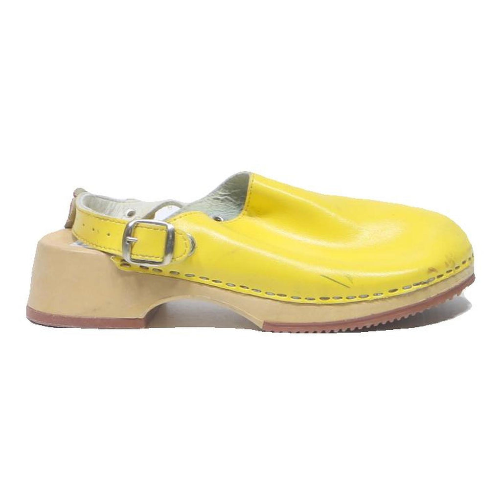 LADYBIRD Womens Yellow Leather Buckle Strap Clogs UK 3 Comfortable Slip On