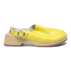 LADYBIRD Womens Yellow Leather Buckle Strap Clogs UK 3 Comfortable Slip On