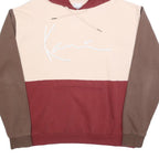 KARL KANI Mens Beige & Brown & Red Colourblock Hoodie L Cotton Blend Pullover
