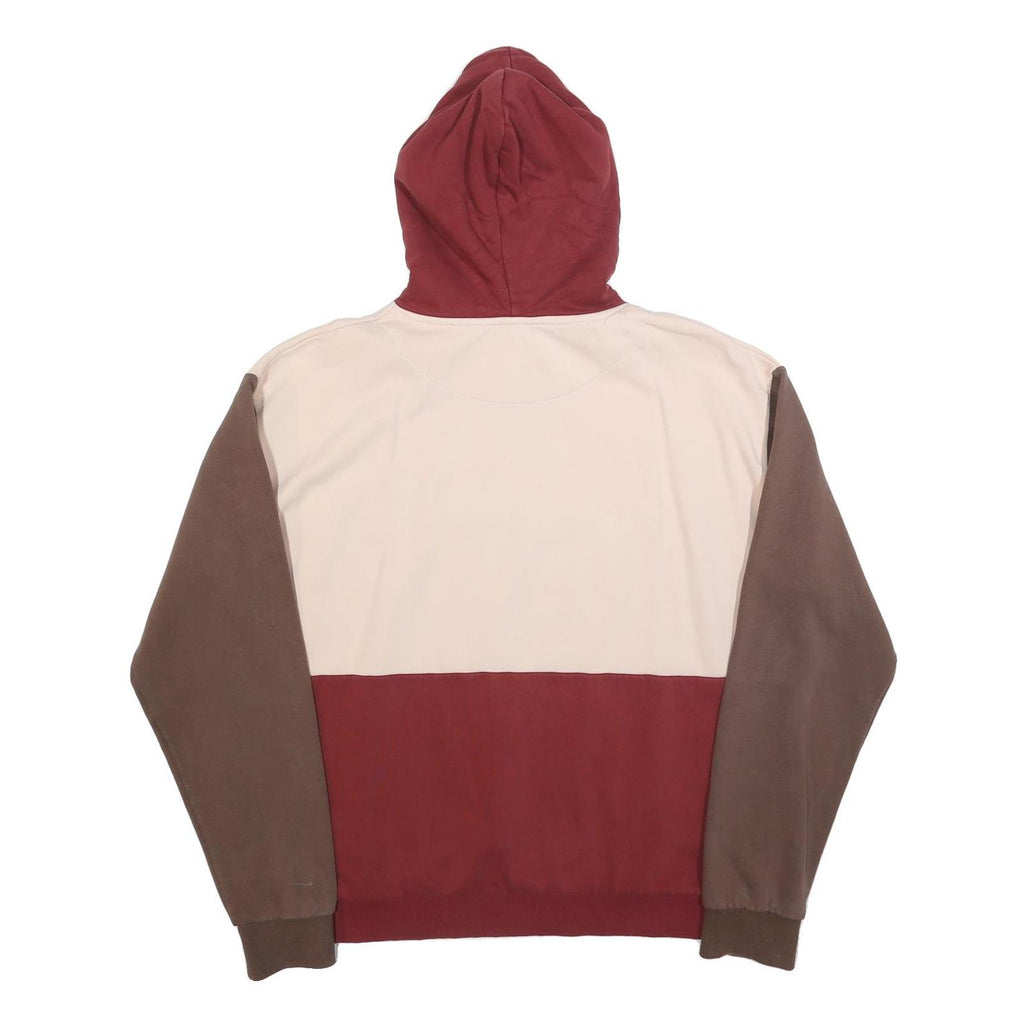 KARL KANI Mens Beige & Brown & Red Colourblock Hoodie L Cotton Blend Pullover
