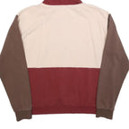 KARL KANI Mens Beige & Brown & Red Colourblock Hoodie L Cotton Blend Pullover