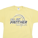 RUSSELL ATHLETIC Mens Yellow Pell City Panther Basketball T-Shirt M Short Sleeve